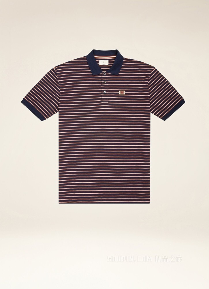 条纹 Polo 衫 骨白色棉质Polo衫