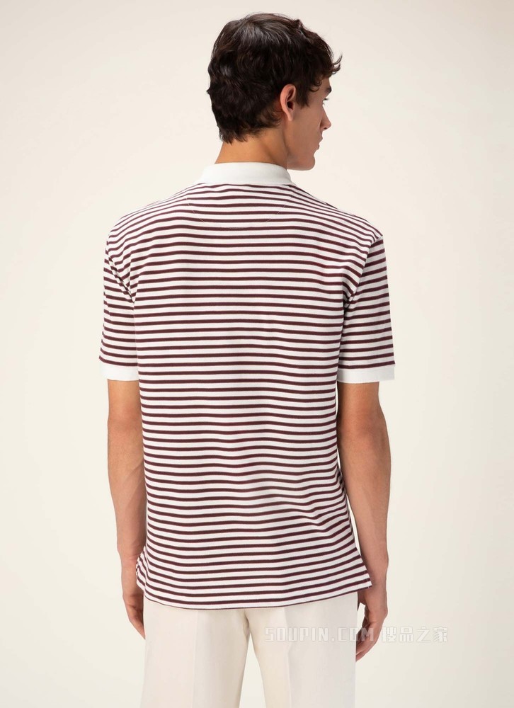 条纹 Polo 衫 墨蓝色棉质 Polo 衫