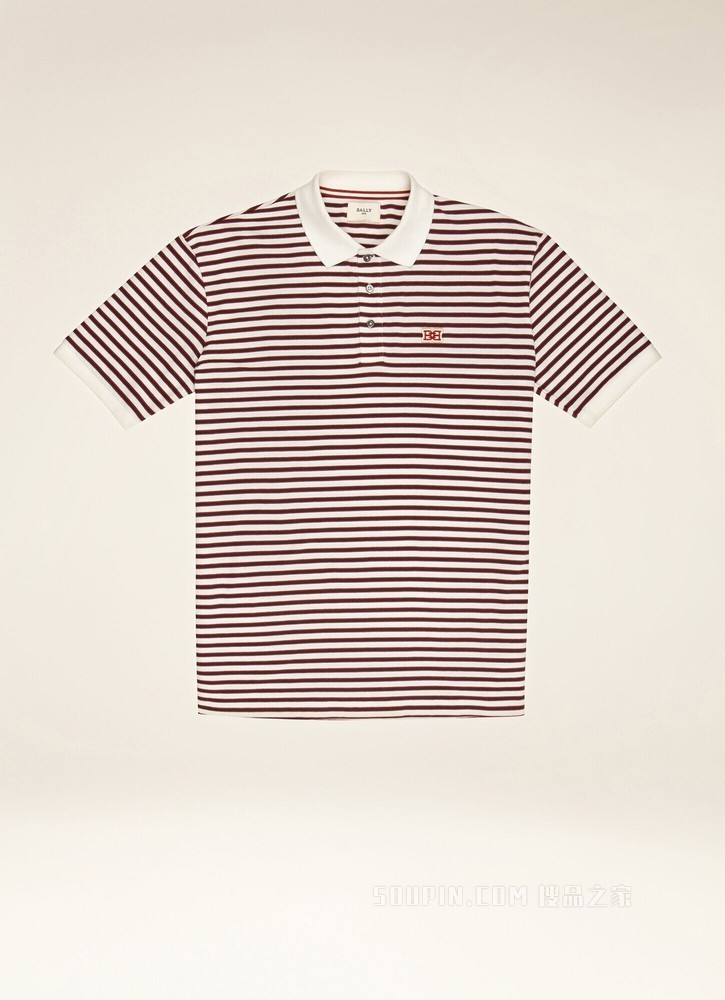 条纹 Polo 衫 墨蓝色棉质 Polo 衫