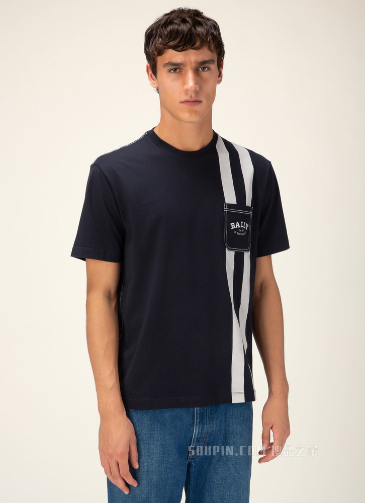 Bally Stripe T恤衫 黑色棉质上衣