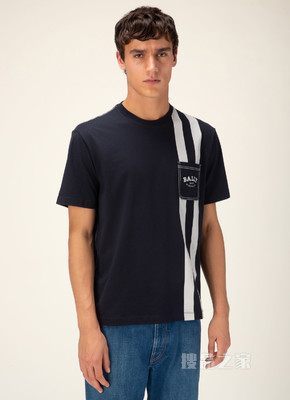 Bally Stripe T恤衫 黑色棉质上衣