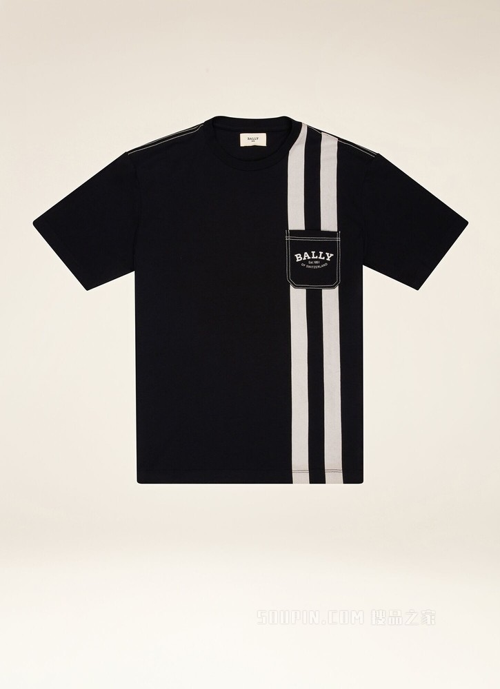 Bally Stripe T恤衫 黑色棉质上衣