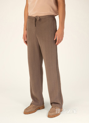 Piped Trouser 米色丝棉混纺下装