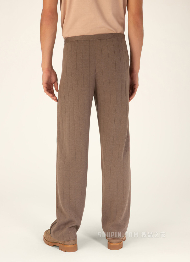 Piped Trouser 米色丝棉混纺下装