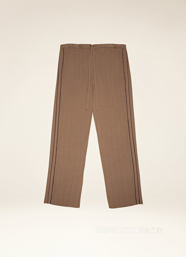 Piped Trouser 米色丝棉混纺下装