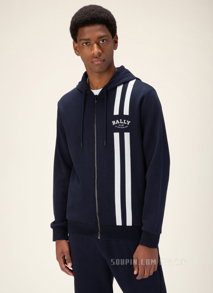 Bally Stripe 连帽衫 黑色棉质运动衫