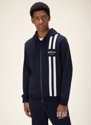 Bally Stripe 连帽衫 黑色棉质运动衫
