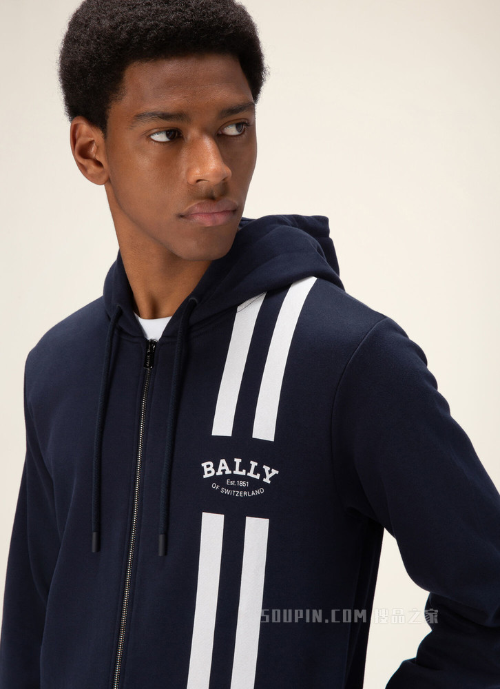 Bally Stripe 连帽衫 黑色棉质运动衫