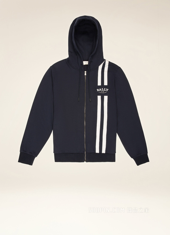 Bally Stripe 连帽衫 黑色棉质运动衫