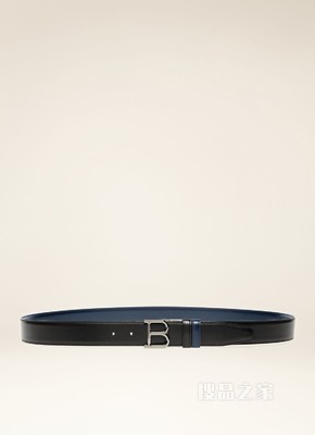 B Buckle 35 毫米黑色和海军蓝皮革腰带
