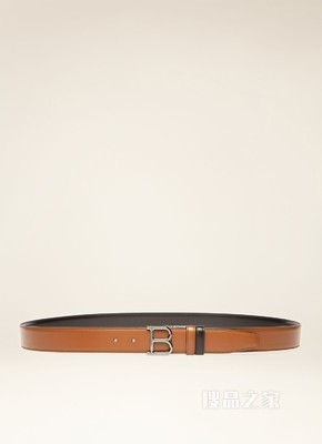 B Buckle 35 毫米棕色拼黑色皮革腰带
