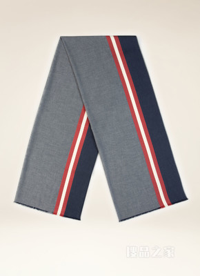 Bally Stripe 围巾 海军蓝棉质围巾