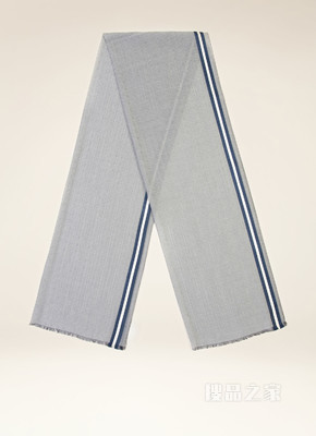 交织字母围巾 灰色丝绵混纺围巾