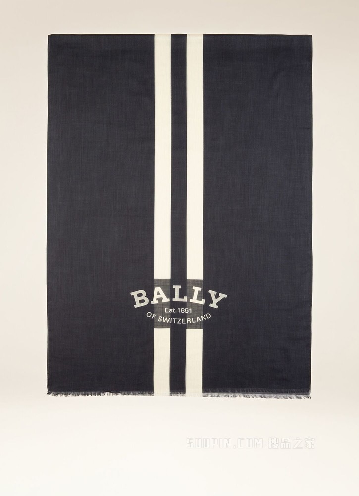 Bally Stripe Scarf 海军蓝棉质配饰