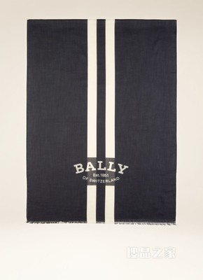 Bally Stripe Scarf 海军蓝棉质配饰