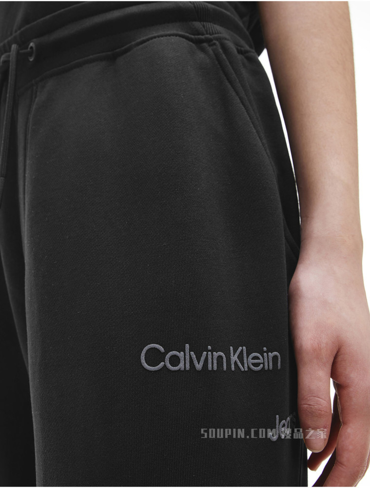Calvin Klein 22春夏男女同款抽绳腰束脚简约LOGO运动休闲裤J400144