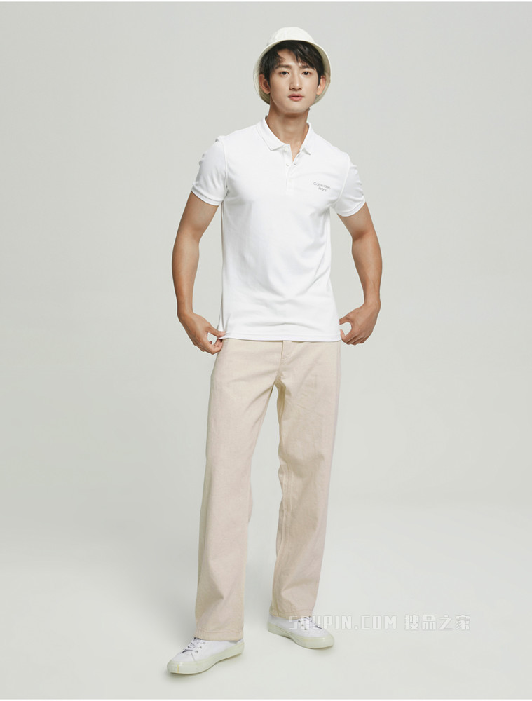 【简约系列】Calvin Klein 22春夏新品男女同款抽绳腰直筒棉麻牛仔裤40665ST