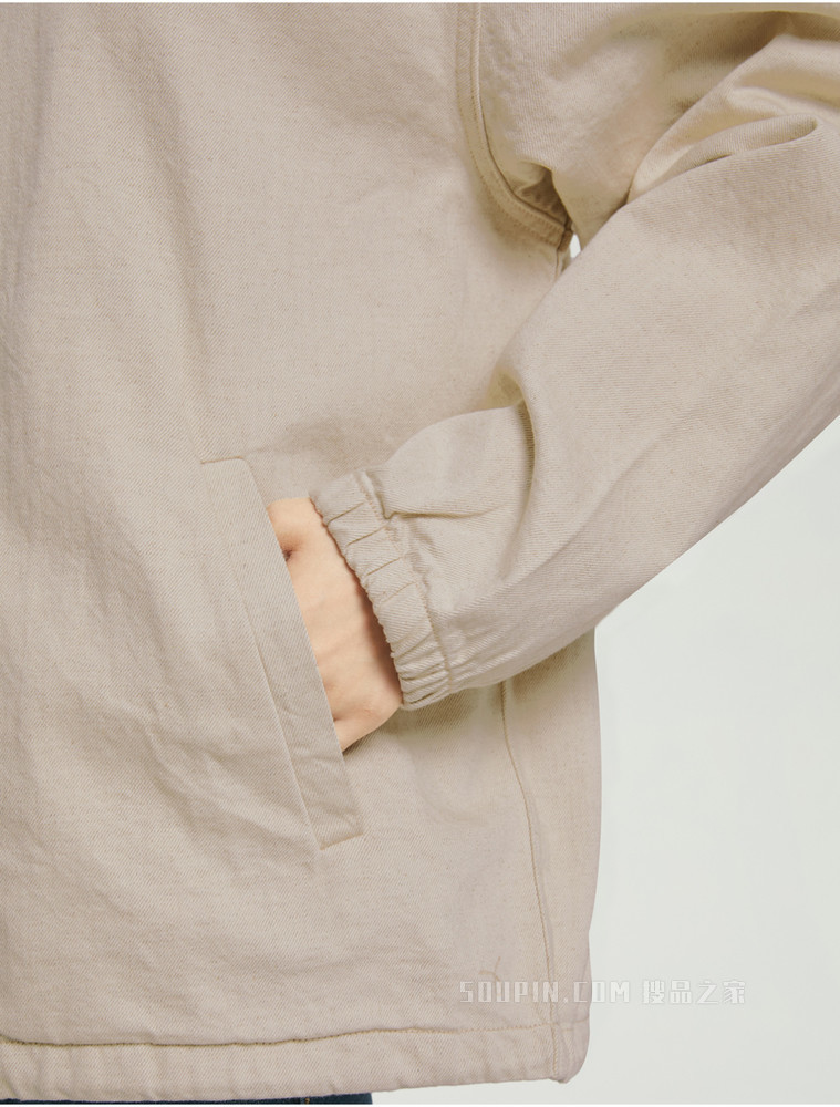 【简约系列】Calvin Klein 22春夏新品男女同款棉麻抽绳下摆牛仔外套40664ST