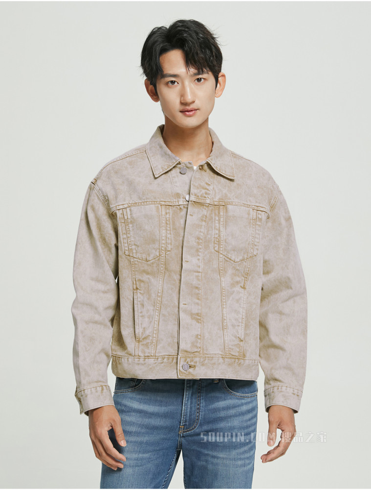 【简约系列】Calvin Klein 22春夏新品男女款工装风翻领纯棉牛仔外套40667ST