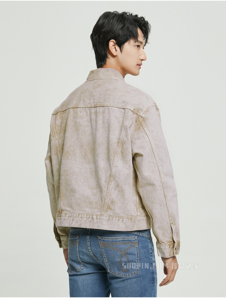 【简约系列】Calvin Klein 22春夏新品男女款工装风翻领纯棉牛仔外套40667ST