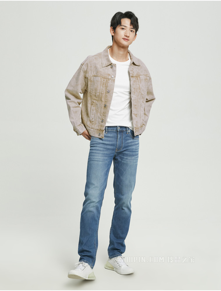 【简约系列】Calvin Klein 22春夏新品男女款工装风翻领纯棉牛仔外套40667ST