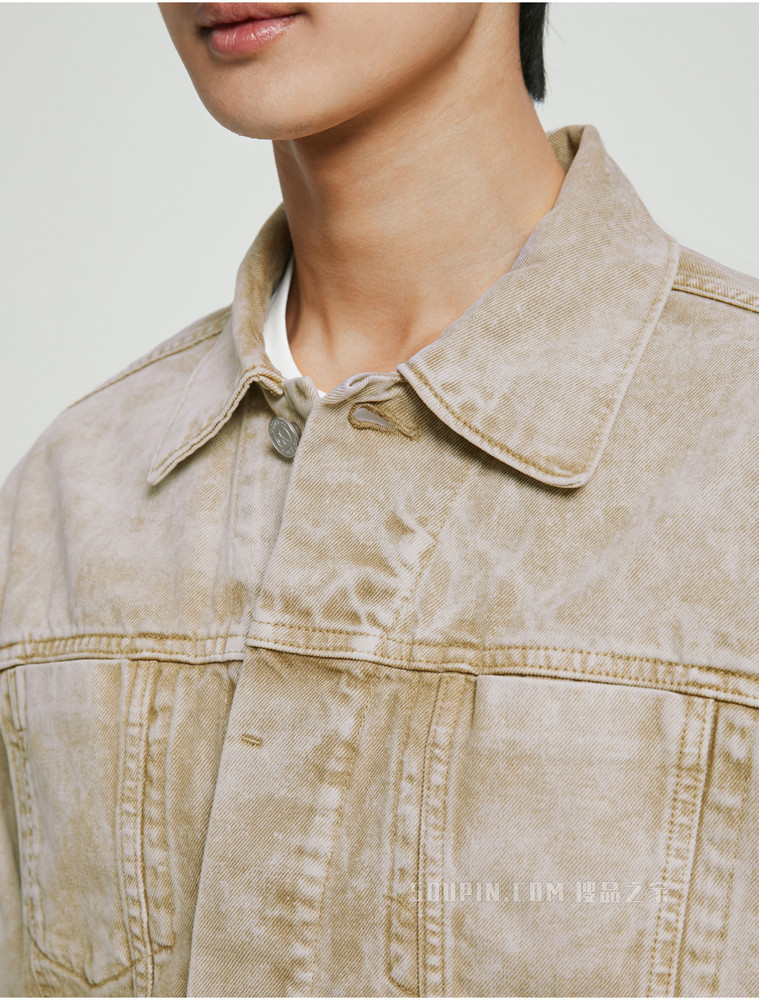 【简约系列】Calvin Klein 22春夏新品男女款工装风翻领纯棉牛仔外套40667ST