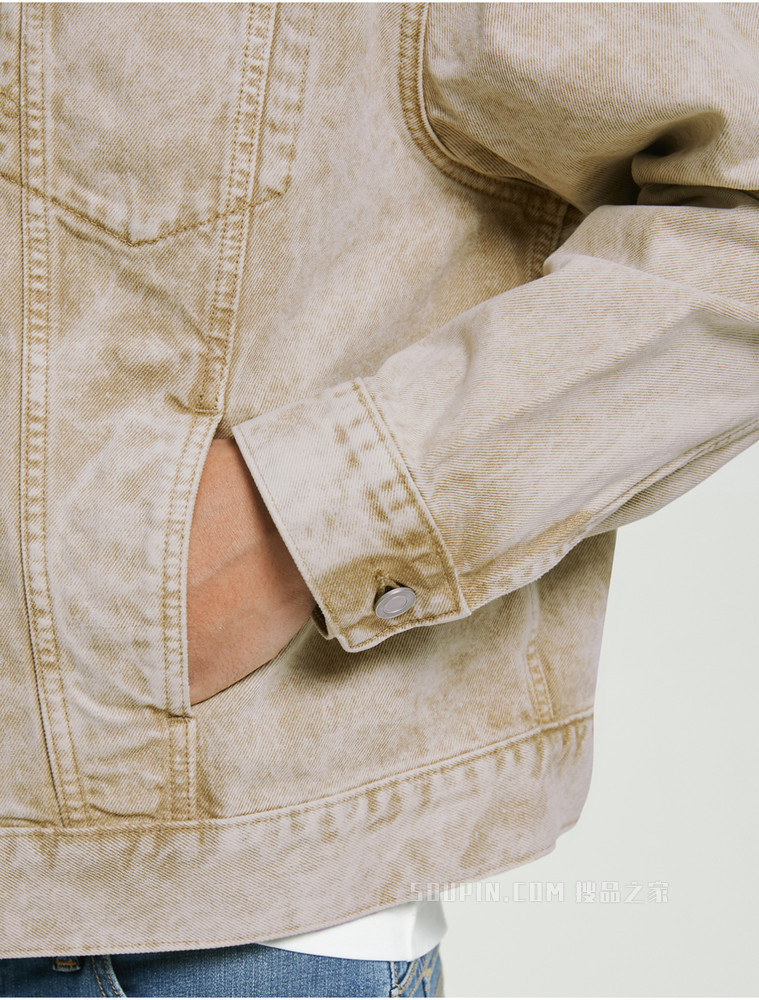 【简约系列】Calvin Klein 22春夏新品男女款工装风翻领纯棉牛仔外套40667ST