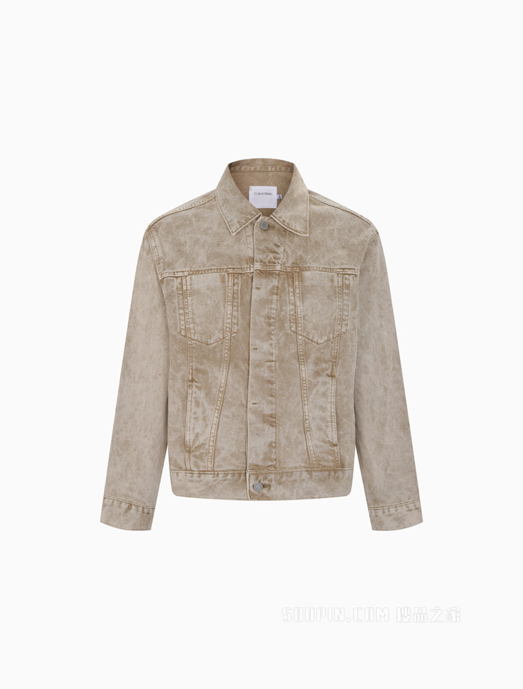 【简约系列】Calvin Klein 22春夏新品男女款工装风翻领纯棉牛仔外套40667ST