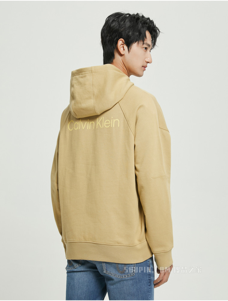 【简约系列】Calvin Klein 22春夏新品男女同款简约LOGO抽绳连帽卫衣40630ST