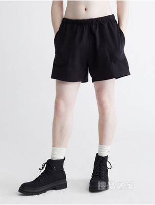 【简约系列】Calvin Klein 22春夏新品男女同款松紧腰刺绣休闲短裤40632ST