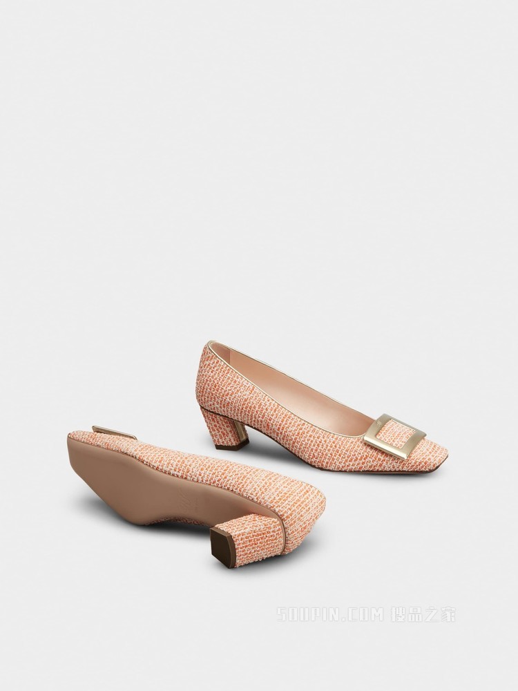 Belle Vivier 金属扣织物高跟鞋 彩色