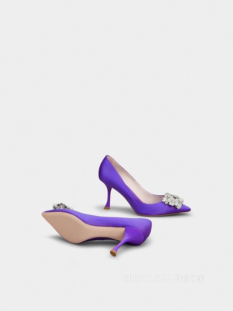 RV Bouquet Strass Buckle钻扣高跟鞋 紫色