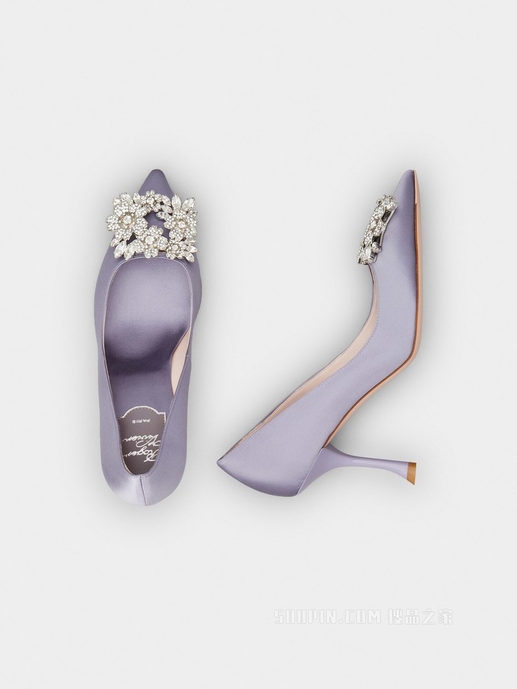 RV Bouquet Strass Buckle钻扣高跟鞋 紫色