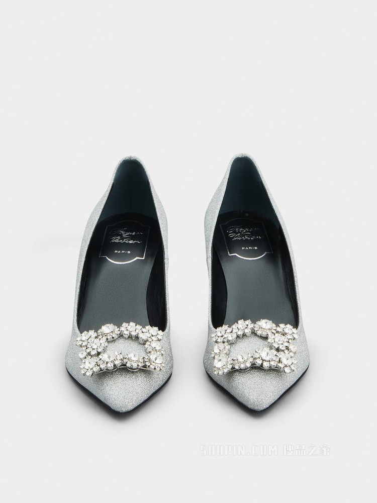 Flower Strass 钻扣单鞋 银色