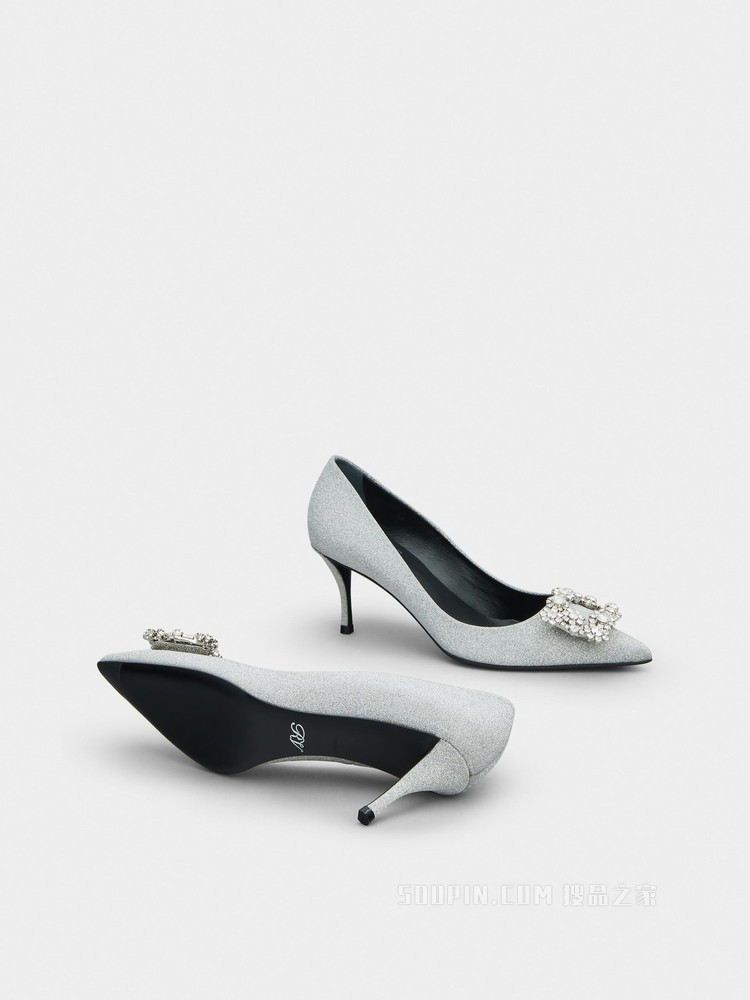 Flower Strass 钻扣单鞋 银色