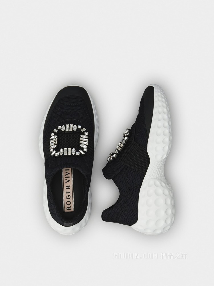 Viv' Run Moonlight 钻扣织物运动鞋 黑色
