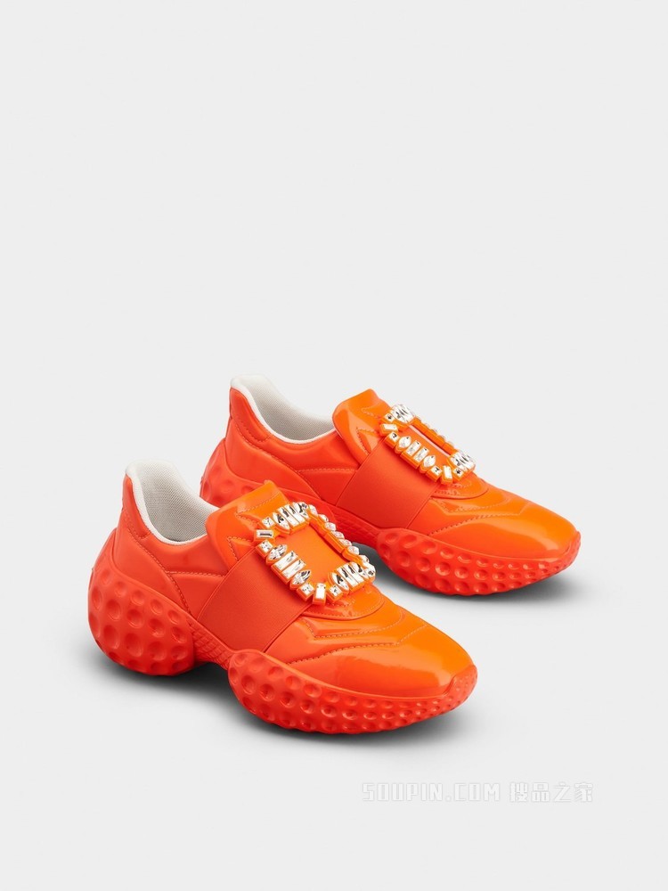 Viv' Run钻扣织物运动鞋 橙色