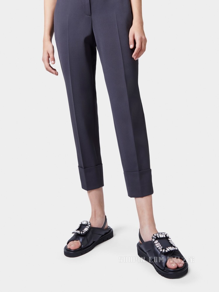 Viv' Winter Puffy 钻扣织物凉鞋 黑色