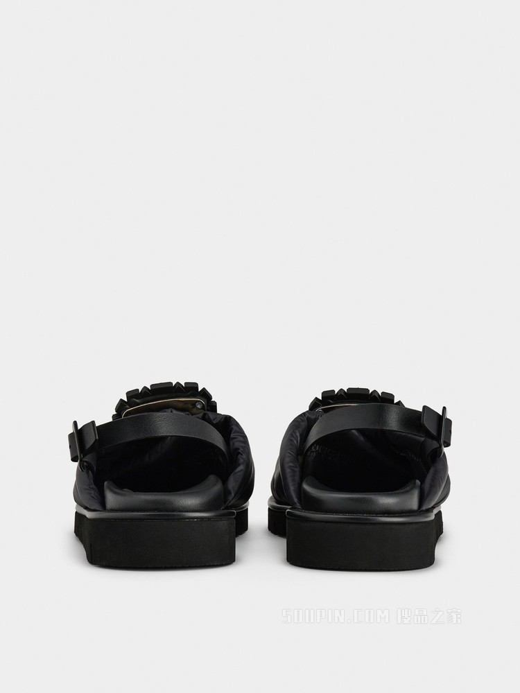 Viv' Winter Puffy 钻扣织物凉鞋 黑色