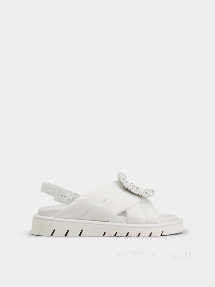 Viv' Winter 钻扣科技织物凉鞋 白色