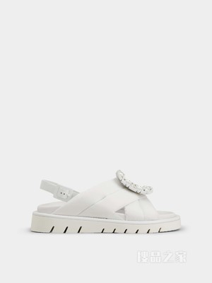 Viv' Winter 钻扣科技织物凉鞋 白色
