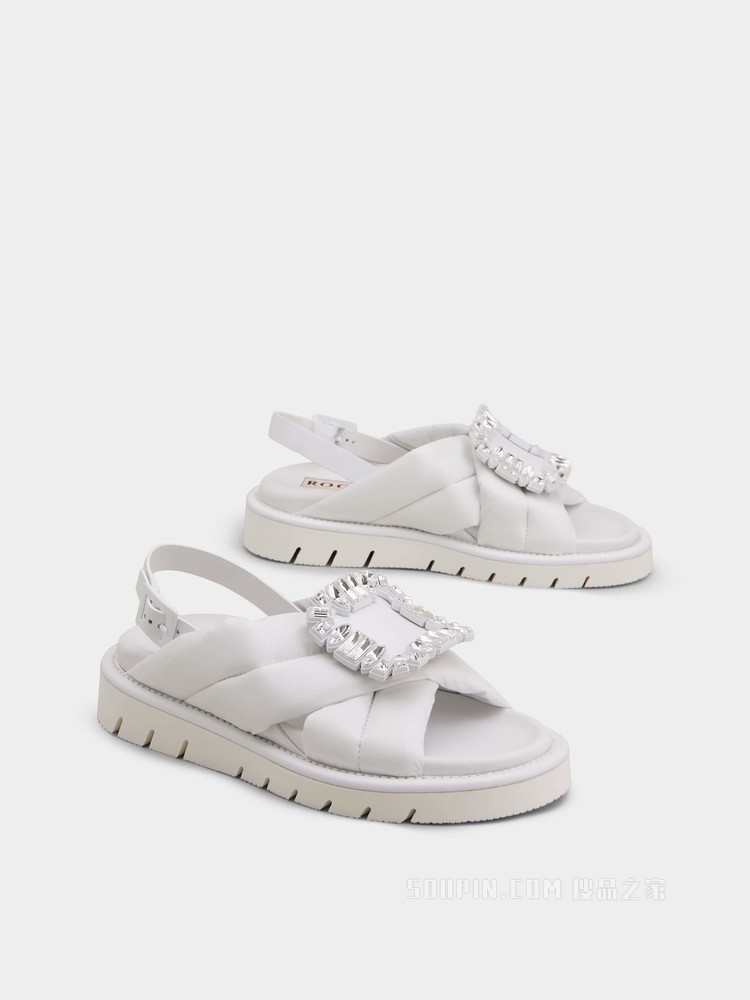 Viv' Winter 钻扣科技织物凉鞋 白色