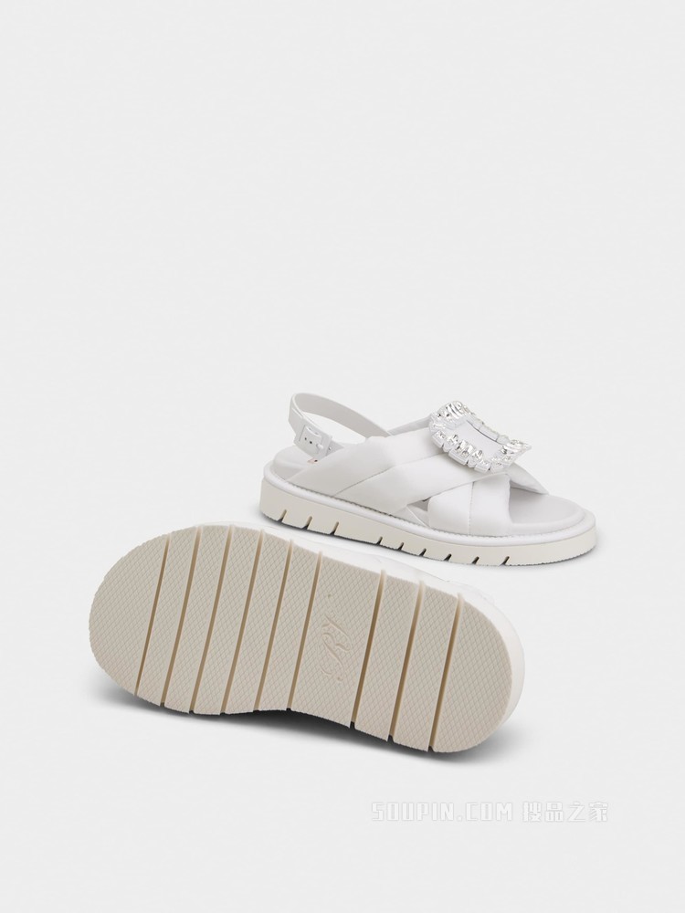 Viv' Winter 钻扣科技织物凉鞋 白色