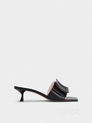 Covered Buckle Mules in Patent Leather 黑色