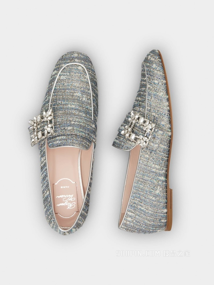 Mini Broche Vivier 钻扣织物乐福鞋 彩色
