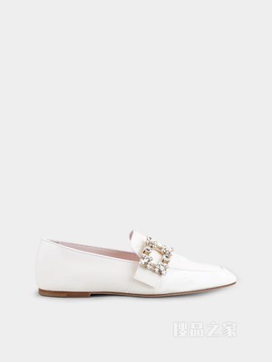 Mini Broche Vivier 钻扣漆皮乐福鞋 奶油色