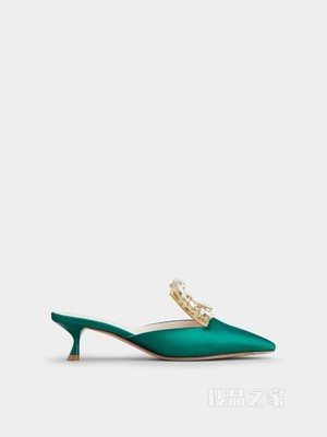 Broche Vivier 凡尔赛钻扣丝缎穆勒鞋 彩色