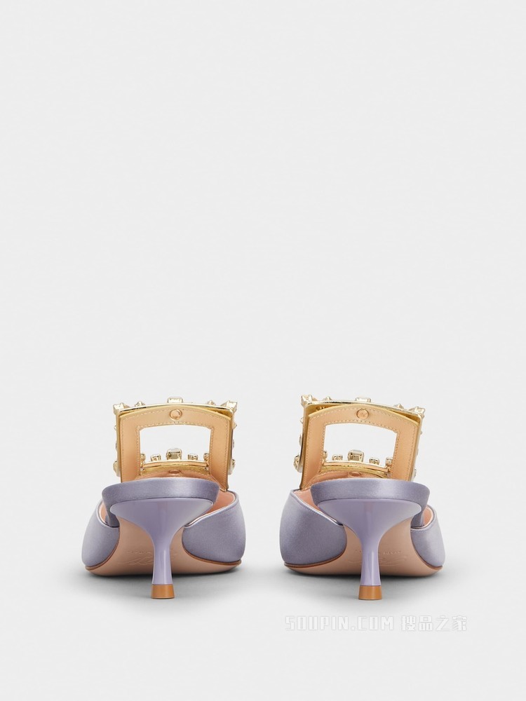 Broche Vivier 凡尔赛钻扣丝缎穆勒鞋 彩色
