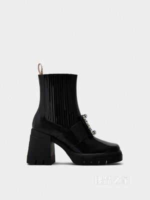 Viv' Rangers钻扣漆皮靴 黑色