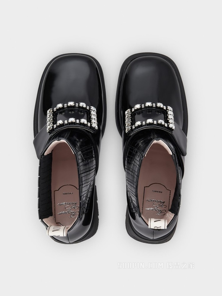 Viv' Rangers钻扣漆皮靴 黑色